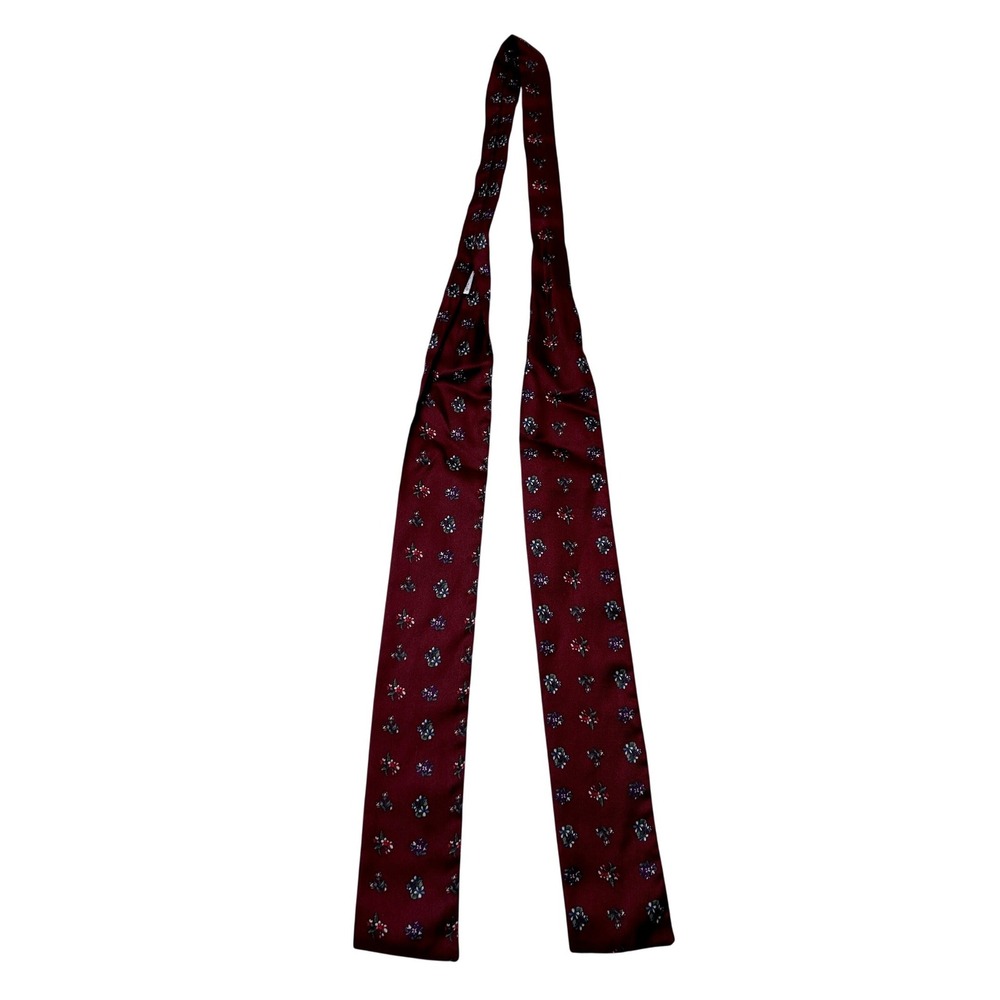 Symphony Scarfs Mens Vintage Silk Floral Foulard Tie Burgundy Ascot Equestria